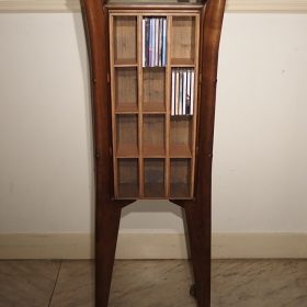 € 550,= negative-cabinet-wood-storage-144-pieces-cd- rack-both-side-compartments-50s-vintage