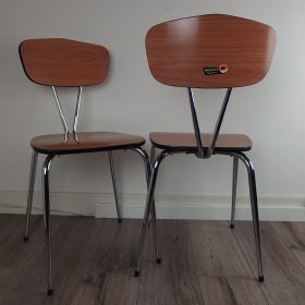€ 150,= (set van 2 stuks) stoel-chroom-formica-novalux-belgie-vintage-jaren-60