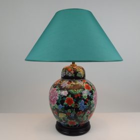 € 141,= & kap 40 cm vanaf € 79,=<br>1 stuk beschikbaar lamp-porcelain-with-flowers-and-sloping-lampshade-model