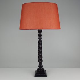 € 93,= & kap ovaal 35 cm vanaf € 74,=<br>2 stuks beschikbaar lamp-kandelaar-brons-kleur-met-middel-hoog-ovaal-model-lampenkap