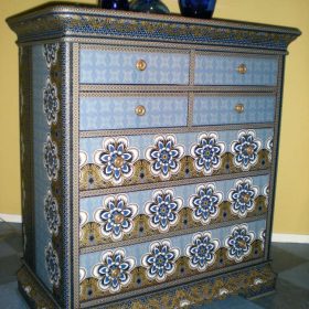 chest-of-drawers-pasted-batik-fabric