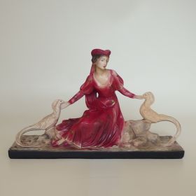 € 75,= statue-woman-pheasan-plaster-jean-carli-20s-art-deco-vintage-art-deco