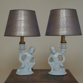 set-lampen-porselein-limoges-engelen-wit