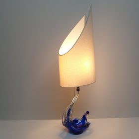 € 145,= & kap model zeil va € 295,= lamp-kristal-bayel-frankrijk-met-zeil-lampenkap-model-jaren-50-vintage