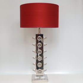 € 172,= & kap 40 cm vanaf € 108,=<br>1 stuk beschikbaar lamp-nikkel-en-kunststof-punten-met laag-recht-model-lampenkap