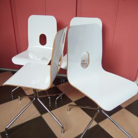 set-rotatable-chairs-chrome-plywood-laminated-plastic