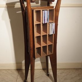 € 495,= negative-cabinet-wood-storage-144-pieces-cd- rack-both-side-compartments-50s-vintage