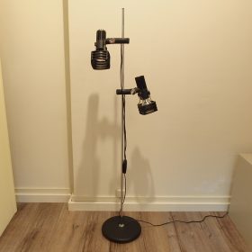 € 245,= vloer-lamp-metaal-chroom-met-spots-hustadt leuchten-jaren-80-vintage