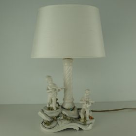 € 135,= & kap ovaal 25 cm va € 47,= lamp-pottery-putti-angels-italy-vintage-70s