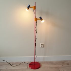 € 140,= vloer-lamp-spots-metaal-memphis-rood-geel-blauw-jaren-80-vintage