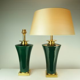 € 590,= (2 stuks) &<br>lampenkap 45 cm vanaf € 103,= p.stuk set-lamps-brand-le-dauphin-ceramic-80s-vintage-with-half-high-model-lampshade