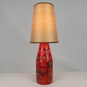 € 115,= & kap 17 cm vanaf € 40,= lamp-ceramic-fat-lava-with-retro-model-lamp-shade-70s-vintage