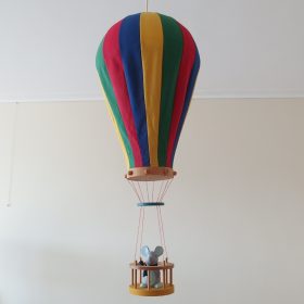 VERKOCHT hanglamp-luchtballon-en-stof-gekleurde-strepen-jaren-80-memphis-stijl-vintage