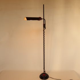 € 145,= vloerlamp-metaal-verstelbaar-zwart-draaibaar-kap-ikea-jaren-80-memphis-stijl-vintage