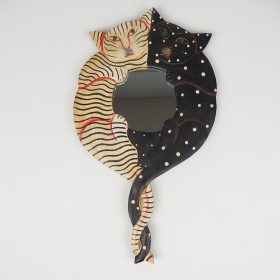mirror-in-frame-wood-with-painted-cats