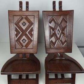 € 320,= set (zie meubilair vintage) pair-chairs-hardwood-mahogany-kuba-africa-50s-mid-20th-century-vintage